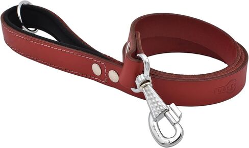 Leather Dog Leash – Heavy-Duty Dog Leashes for Medium and Large Dogs – Genuine Vegetable Tanned Leather – Soft Padded Handle - (L - 4 ft x 1 inch, Black) in Saudi Arabia