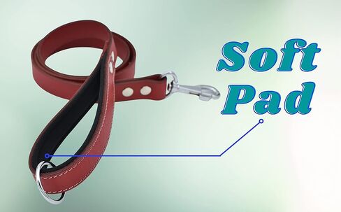 Leather Dog Leash – Heavy-Duty Dog Leashes for Medium and Large Dogs – Genuine Vegetable Tanned Leather – Soft Padded Handle - (L - 4 ft x 1 inch, Black) in Saudi Arabia
