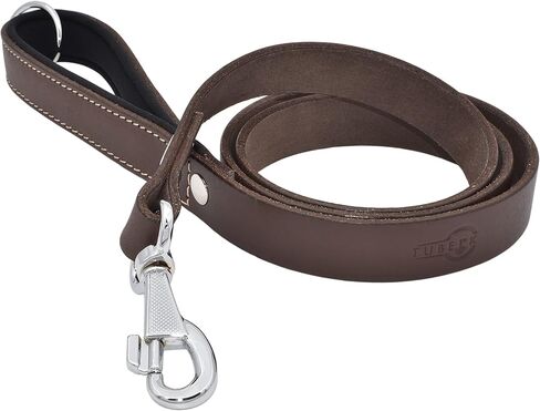 Leather Dog Leash – Heavy-Duty Dog Leashes for Medium and Large Dogs – Genuine Vegetable Tanned Leather – Soft Padded Handle - (L - 4 ft x 1 inch, Black) in Saudi Arabia