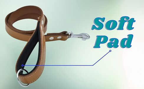Leather Dog Leash – Heavy-Duty Dog Leashes for Medium and Large Dogs – Genuine Vegetable Tanned Leather – Soft Padded Handle - (L - 4 ft x 1 inch, Black) in Saudi Arabia