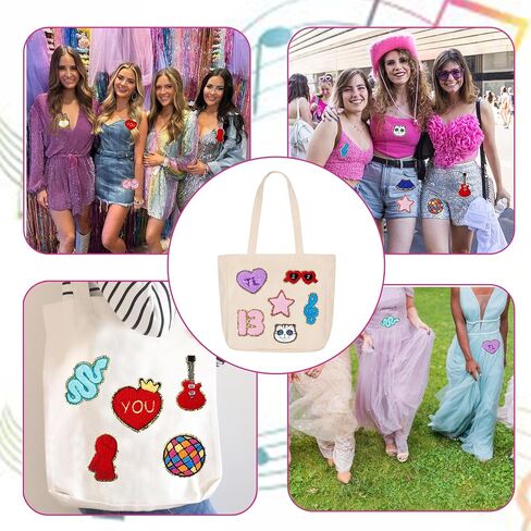 15PCS Chenille Patches Music Patches Iron On Heart Scarf Cat Note Disco Ball Patch DIY Sew On Applique Backpack Clothes Jackets Jeans Decor Sticker in Saudi Arabia