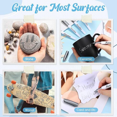 48 Pcs Metallic Permanent Markers Bulk Metallic Marker Pens Medium Tip Quick Dry Paint Markers for Classroom DIY Crafts Artist Illustration Gift Card Making(Silver) in Kuwait