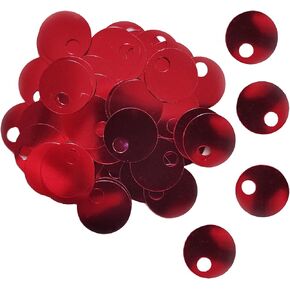 Zhiheng Around 800pcs Large Hole Sequin Glitter Spangle Paillettes Round Flat Sequins Diameter 2cm PVC Confetti DIY Wedding Dress Scrapbooking Sewing Accessories (Red)