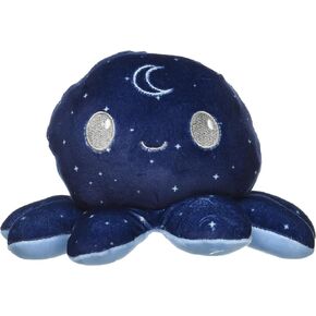 TeeTurtle 4 Inch Reversible Plushie - Cute Kawaii Blue Day and Night Octopus - Soft Stuffed Animal