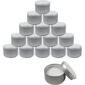 Geesatis 3 oz Metal Candle Jars Candle Tins for Candles Making, Empty Candle Container with Lid Cover, 16 Pcs, Romance Blue