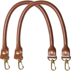 Leather Purse Straps, 40cm/15.7" Purse Handle Replacement for Handbag, Handbag Strap with Metal Buckles, Purse Replacement Straps for Straw Bag, 2pcs