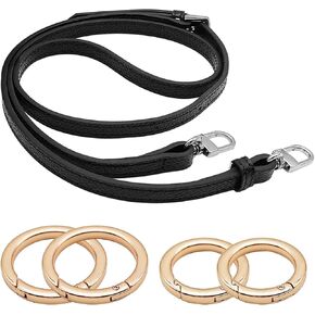 Genuine Leather Crossbody Replacement Strap and 4 PCS O-Rings, Adjustable Women's Crossbody Strap for Shoulder Crossbody Bags, Purse Replacement