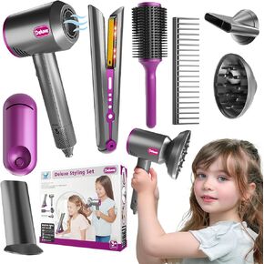 Hair Salon Toys for Girls, Beauty Salon Playset for Girls, Pretend Hair Styling Kit Set Dresser Toys, Kids Play Toy Hair Salon Playset Blow Dryer for Toddler Ages 4-6