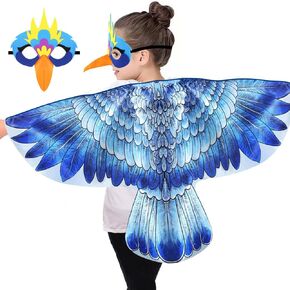 iROLEWIN Hawk-Bird-Costume for Kids Eagle-Wings and 3D Bird Mask as Toddler Dress-Up Pretend Play Toys Christmas Party Gifts