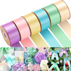 Lyrow 200 Yards Pink Assorted Satin Ribbon 1 1/2 Inch x 6 Rolls Bouquet Accessories Ribbon Eternal Rose Supplies for Flower Bouquet Christmas Gift Wrapping Bows Decorations DIY Crafts Birthday Party