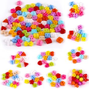 6mm 1000Pcs Mini Buttons for Crafts, Sewing, and DIY Projects, Available in Assorted Colors and Shapes