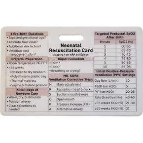 Neonatal Resuscitation Card for NICU Healthcare Professionals by Board-Certified NNP (Horizontal (no case)), White, Black, and Pink.