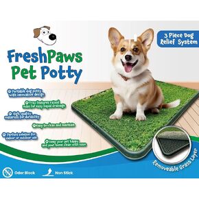 Indoor and Outdoor Dog Potty System Features Realistic, Residential Lawn-Grade Artificial Grass for Training Puppies, Apartment Use, and Balcony Use-FreshPaws Portable Dog Potty