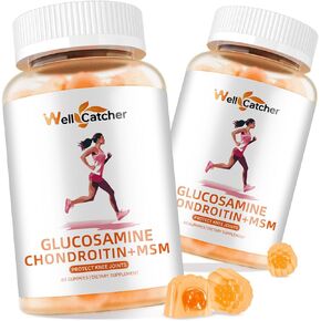 Glucosamine Chondroitin Gummies Sugar Free Extra Strength Joint Support Supplement with MSM Elderberry for Adults Men Women Flexibility Back Knees Hands Pineapple Flavour 60 Counts