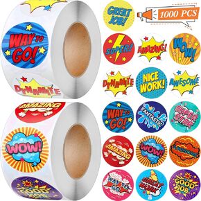 Epakh 1000 Pieces Classroom Reward Stickers Student Praise Motivational Teacher Stickers for Elementary Students Encouragement Positive Letters Reward