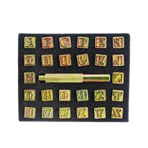 27 Piece Pro Leathercraft Alphabet Stamp Set Metal Punch Tools Vintage Design Leather Art Craft Tools（13mm / 1/2"） Capital Letters Craft Punch A-Z