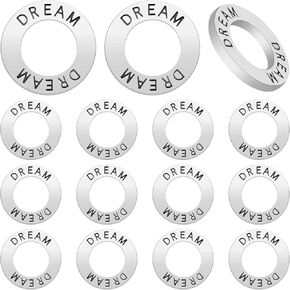 Antique Silver Circle Charms Connectors Alloy Round Rings Engraved Words Stamped Pendants for DIY Necklace Bracelet Keychains Jewelry Making
