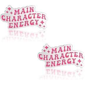 2pcs Main Character Energy Pin, Fun Enamel Pin, Decoration Lapel Pin Brooches Clothes Accessories Cute Badge Pins for Clothes Bags Backpack Gift