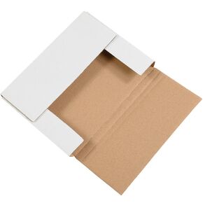 Aviditi White Corrugated Cardboard Easy-Fold Mailer Box, 11 1/8" L x 8 5/8" W x 1" H, Pack of 50, Crush-Proof, for Shipping and Mailing UPS, USPS and FedEx