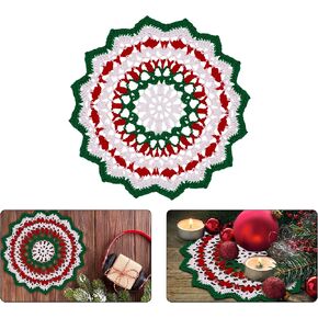 One Piece 9 Inch Christmas Doily Crochet for Dressers and End Tables Crafts Small Doilies Cloth Lace Placemats Coasters Cotton Round Tablecloth