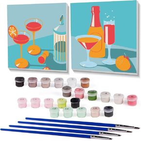 Fotasmua 2 Pack Framed Paint by Number Kits for Adults, Easy Acrylic Boho Paint by Numbers for Kids, DIY Watercolor Paint by Numbers Kits on Canvas, Oil Painting Crafts for Wall Decor (8 x 8 Inch)