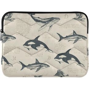 Pigsaly 13-14 Inch Laptop Sleeve Vintage Shark Laptop Case Cute Ocean Animal Computer Carrying Bag Protective Notebook Case Computer Bag Briefcase for Travel Work