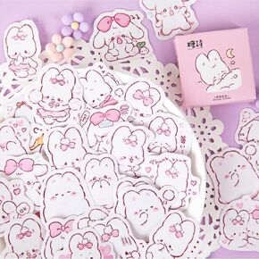 45Pcs Small Cute Bunny Rabbit Stickers for Scrapbooking Journaling Planners Laptop Diary Planner Collage Envelope Phone Case DIY Art Crafts Decoration