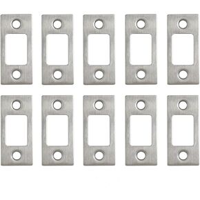 10 Pack Standard Door Strike Plate for Deadbolt Door Lock Latch Restorer Spacer Replacement Door Frame Repair Satin Chrome Finish