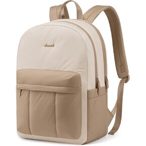 LOVEVOOK Puffy Backpack for Women Travel Work, Lightweight Quilted Laptop Backpack Purse, Cute Bookbag Teacher Nurse Laptop Bag Computer Backpack, Waterproof Casual Daypack, 15.6 Inch, Khaki