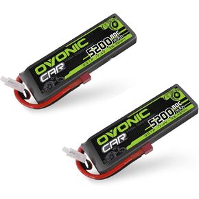 OVONIC 7.4V 2S Lipo Battery 5200mAh 80C Hard Case Battery Deans T Plug with Housing for 1/8 1/10 RC Vehicles Car Slash RC Buggy Truggy RC Airplane UAV Drone FPV(2 Pack)
