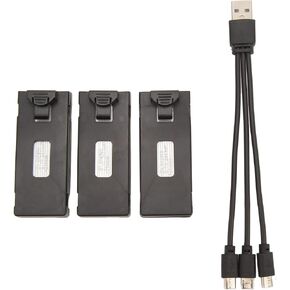 3PCS RC Drone Battery, 3.7V RC Drones Lithium Battery with Charging Cable Set for E88 E88Pro LSE525 E525Pro, RC Replacement Battery Accessories (2600mah)