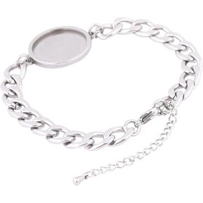 5pcs Stainless Steel Fit 20mm Cabochon Bracelet Setting Trays Blanks DIY Chain Bracelets Bezels for Jewelry Making Supplies