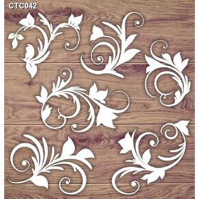 CrafTreat Floral Chipboard Laser Cut Embellishments for Card Making and Scrapbooking - Leafy Swirls - Size: 5.5X6 Inches - Leaf Embellishments for Crafts