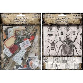 Bundle Tim Holtz idea-ology 2024 Halloween Collage Paper th94393 And Ephemera Pack th94396