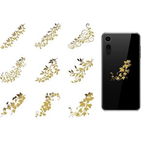OLYCRAFT 9pcs 1.6x1.6 inch Golden Metal Stickers Ivy Metal Stickers Self Adhesive Stickers Plants Theme Epoxy Stickers Leaves Pyramid Sticker for DIY Scrapbooks Epoxy Resin Decoration