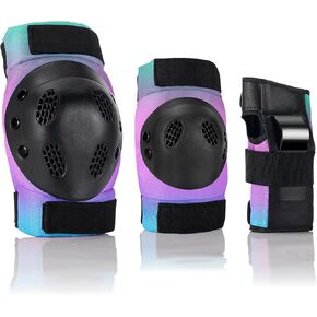 Skateboard Pads Kids/Youth/Adult Shield Elbow Pads and Wrist Guards Protective Gear,Strong Double Straps&Adjustable Easy-Fix Clips for Skateboarding,Rollerblading,ScooterRoller,Skating,Bicycle
