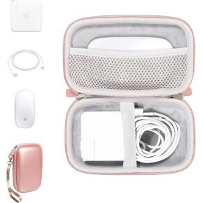 Alltravel All in one case for MacBook Accessories MacBook, MacBook Pro, Air Charger 45W/60W/100W, MagSafe 1/2, Magic Mouse 1/2, Lightning Cord, USB Hub, Type C Hub (Rose Gold)