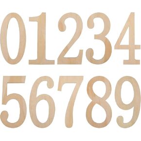 Wooden Numbers 8inch 0-9,for handicrafts, DIY Combinations are Possible, Paintable Home Wall Decor 0-9 Number for Wall Decor/DIY/Painted