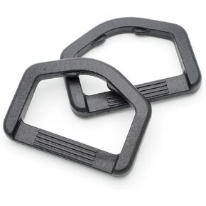 CooBigo 12 Pack D-Rings Plastic Buckle 1" Without Bar D Ring for Webbing Strap Backpack Water Pouche Belt Dog Collar Attachment Point Hardware(Black, Regular)