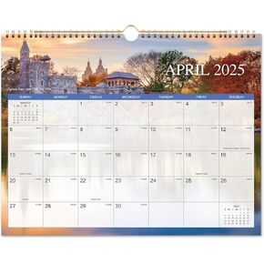 2025 Calendar - 2025 Wall Calendar, Jan. 2025 - Dec. 2025, 15" x 12", 12 Monthly Wall Calendar 2025, Twin-Wire Binding + Hanging Hook + Thick Paper + Julian Dates - Scenery