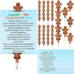 Fainne 48 Sets Christmas Gingerbread Man Stackable Pencils and Cards Cute Gingerbread Man Shape Stacking Pencils the Legend of Gingerbread Man Card Novelty School Supplies Xmas Party Favors for Gifts