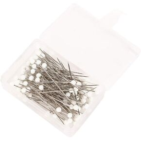 100Pcs/set White Sewing Pins Straight Pins with Colored Ball Glass Head Bead Pin Straight Quilting Pins for Fabric, Dressmaker, DIY Crafts Straight Pins and Pincushions