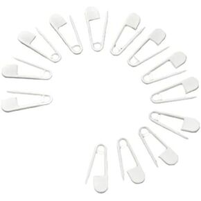 100PCS White Plastic Safety Pins 1" Clothing Tag Pins Bead Needle Pins Trimming Fastening Safety Locking DIY Home Accessories for Personal Adornment
