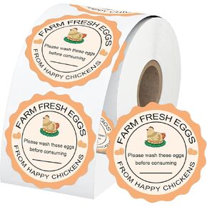 Farm Fresh Eggs Carton Labels 500pcs Unwashed Egg Cartons Stickers Egg Date Packaging Stickers 2''Fresh Egg Carton Stickers for Kitchen Mason Jar, Farmer, Organizing, Quail, Egg Packaging