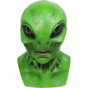Alien Mask Scary Halloween Realistic Alien Face Masks Novelty Monster Mask Halloween Costume Cosplay Props (Green)