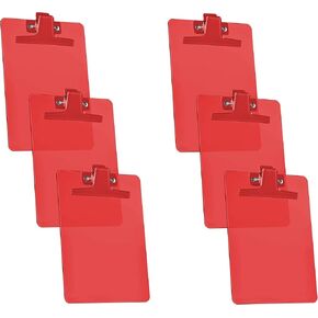 Acrimet Clipboard Memo Size A5 (9 1/4" x 6 1/3") Premium Metal Clip (Plastic) (Red Color) (6 Pack)