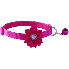 Cat Collar with Bell, Flower Decoration XS Dog Collar Girl Cute Fancy Puppy Collar with Bells for XXS XS Tiny Little Kitten Pet Female Dogs,Neck 7-12 Inch (Red, Neck 7-12")