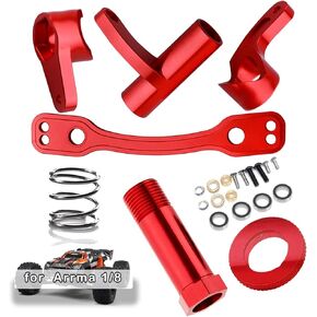 Steering Bell Crank Set fits for Arrma 1/8 Typhon Kraton Mojave Outcast Felony Infraction Notorious 6S BLX, Aluminium Steering Rack Servo Saver,RC Upgrade Parts Hop up (Red)