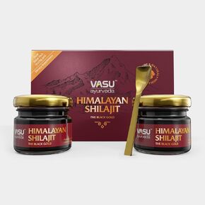 vasu ayurveda Highest Potency 100% Natural Himalayan Shilajit Resin Pure Form of Fulvic Acid & 85+ Trace Minerals - The Black Gold - 100 Day Supply Dual Value Pack - Energy Booster