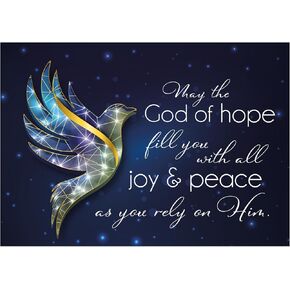 Religious Christmas cards - Dove of Hope, pack of 20, 5x7in, printed in England, with Bible verse. Christian Christmas cards with envelopes bulk, by Just Cards Direct